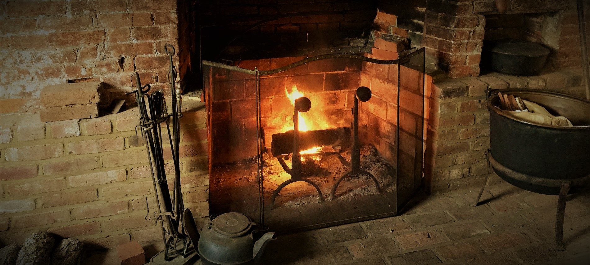 A fire gently burning in the OCBB's fireplace