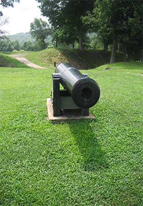 A cannon at the Battle of Pilot Knob State Historic Site