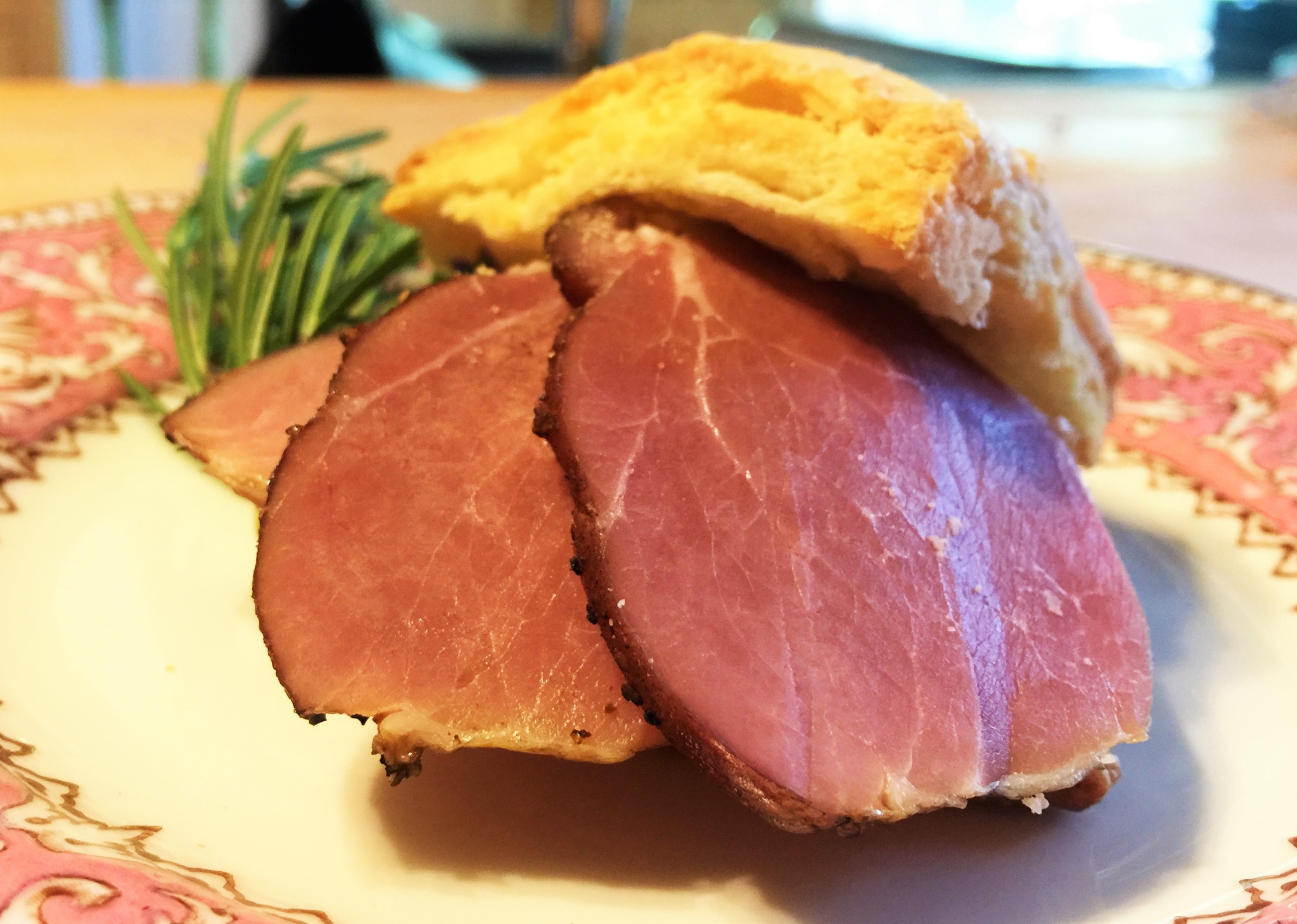 Heritage pork ham on one of Jon's famous biscuits