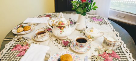 A table set for Mother's Day Tea at the Old Caledonian.